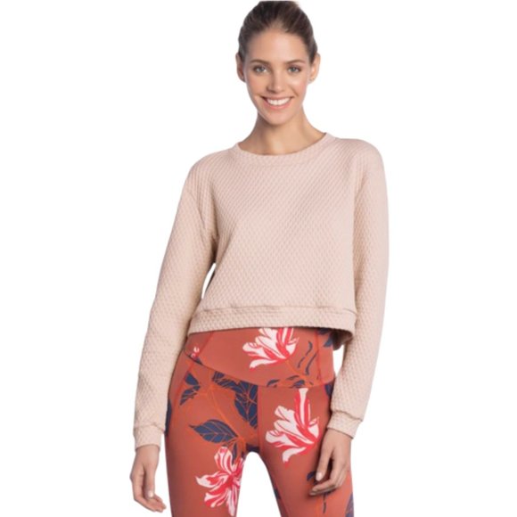 Maaji Noon Peach Quilted Cropped Sweatshirt Pink - Picture 4 of 10